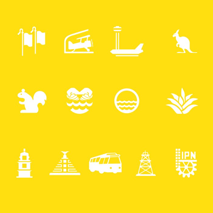 Line 5 station icon set, yellow